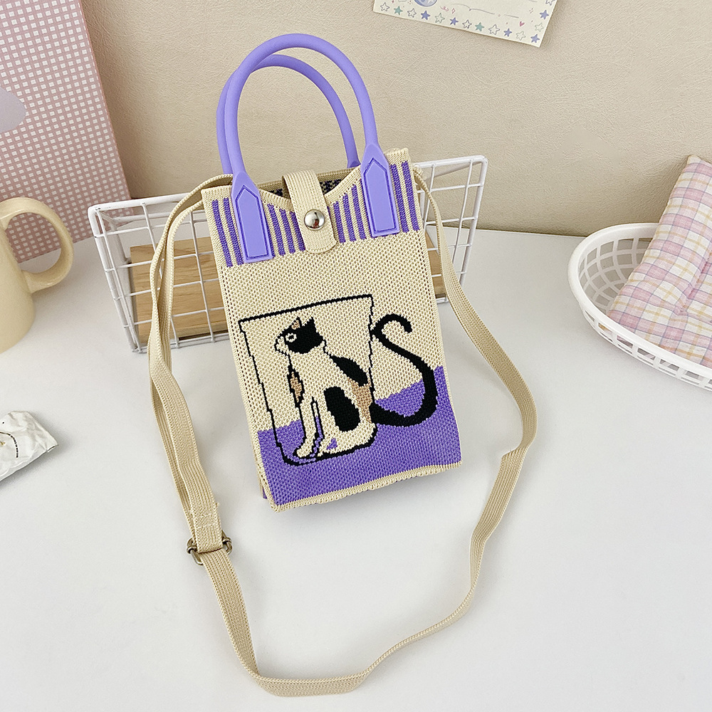 Picture of Shoulder Crossbody Mobile Phone Bag Cute Knitted Hand Bag Cartoon Large Capacity All-match Coin Purse Handbag Wholesale