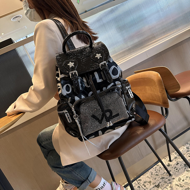 Picture of High-End Letter Hot Diamond Backpack for Women 2025 New Fashion Versatile Foreign Style Large Capacity Backpack Summer Travel