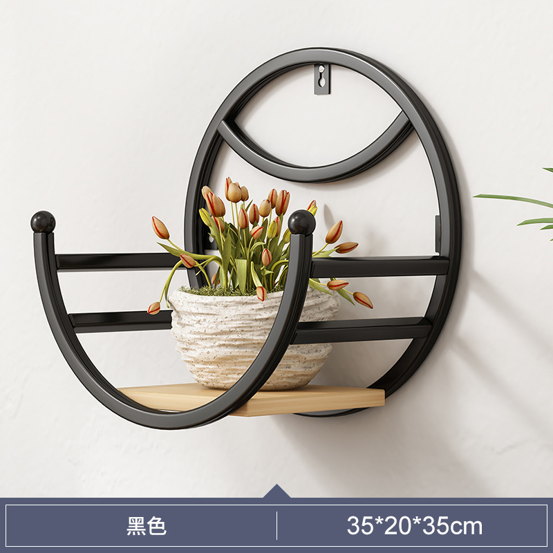 Picture of Wall-mounted Flower Rack for Living Room Balcony Ironwork Punch-free Green Rose Fleshy Flower Pot Plant Flower Shelf