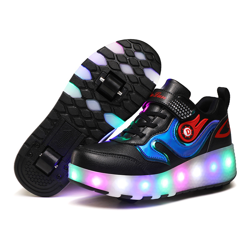 Picture of Cross-border foreign trade helos shoes LED ultra-light luminous charging pulley two-wheel light shoes for boys and girls ice skates invisible