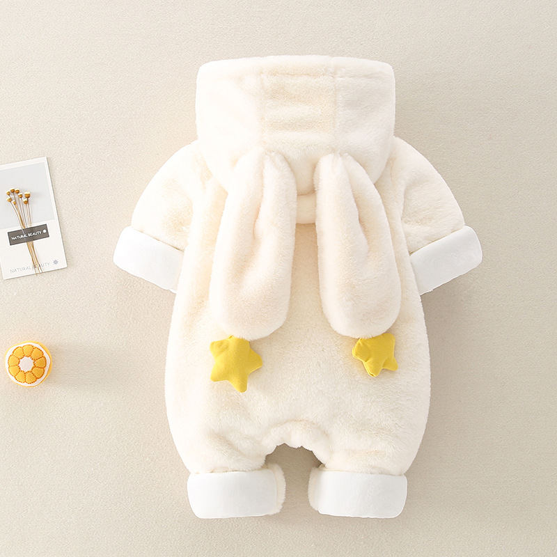Picture of Newborn Baby's Jumpsuit Winter Fleece-lined Thickened Out-of-home Warm Winter Clothes Newborn Baby Girl Princess Climbing Winter Clothes