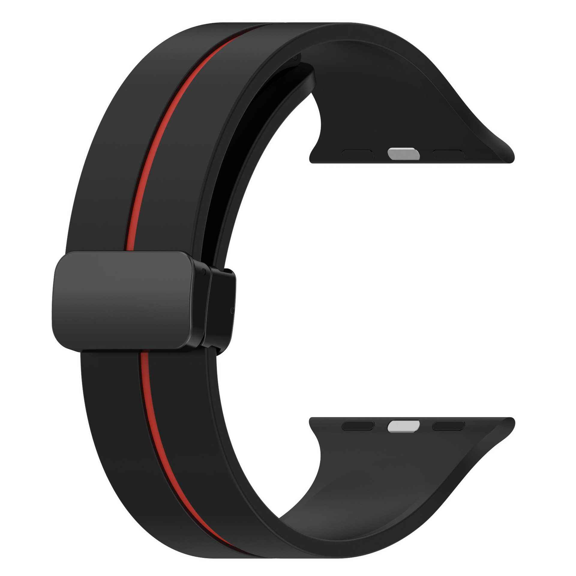 Picture of Two-color Striped Magnetic Folding Buckle Silicone Strap for Apple Watch Strap Magnetic Silicone Watch Strap