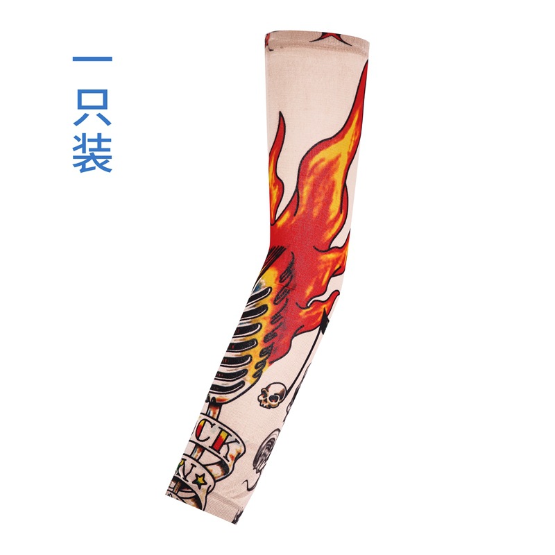 Picture of Outdoor Sleeve Tattoo Sleeve Seamless Men's and Women's Flower Arm Riding Sunscreen Sleeve Tattoo Arm Gifts
