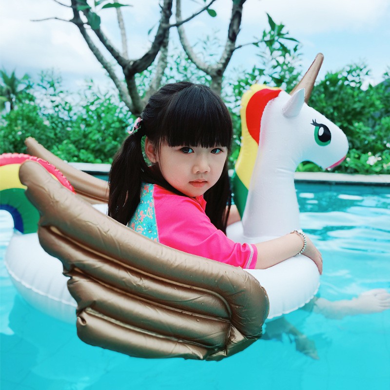 Picture of 1 piece generation hair White Swan Flamingo seat inflatable swimming buoy children life buoy double air nozzle Mount watermelon Pang