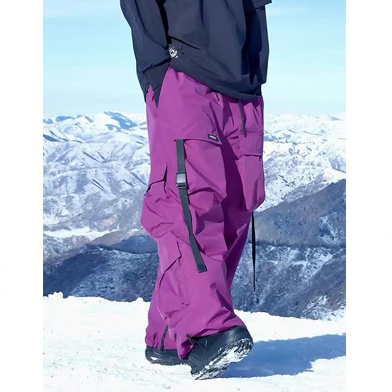 Snow Pants for Men and Women, Heavy-Duty Violet Waterproof Ski Pants, Warm New Men's Thickened 2024 American Style Snowboard