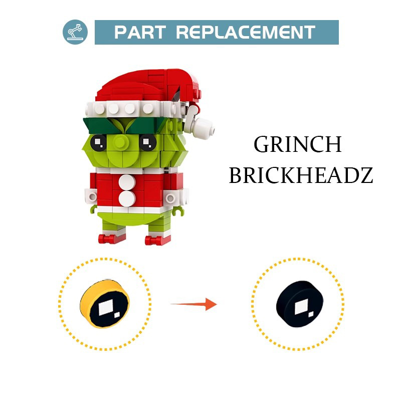 Picture of MOC compatible with Lego building blocks suit green fur monster Grinch square head diy assembled toys educational gift ornaments