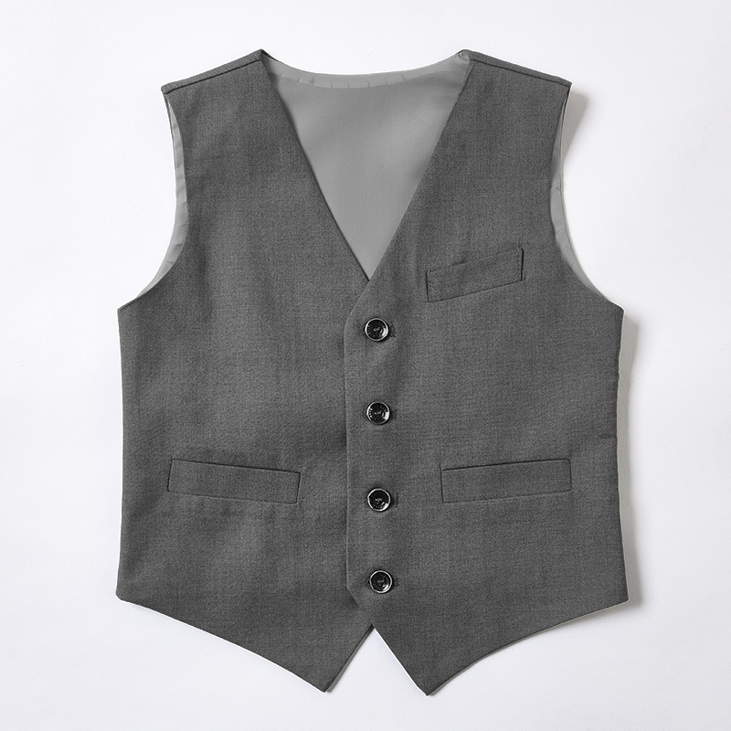 Picture of Children's Black Suit Vest Boy Flower Girl Dress Performance Clothing British Style Pure Color Vest Drop Shipping
