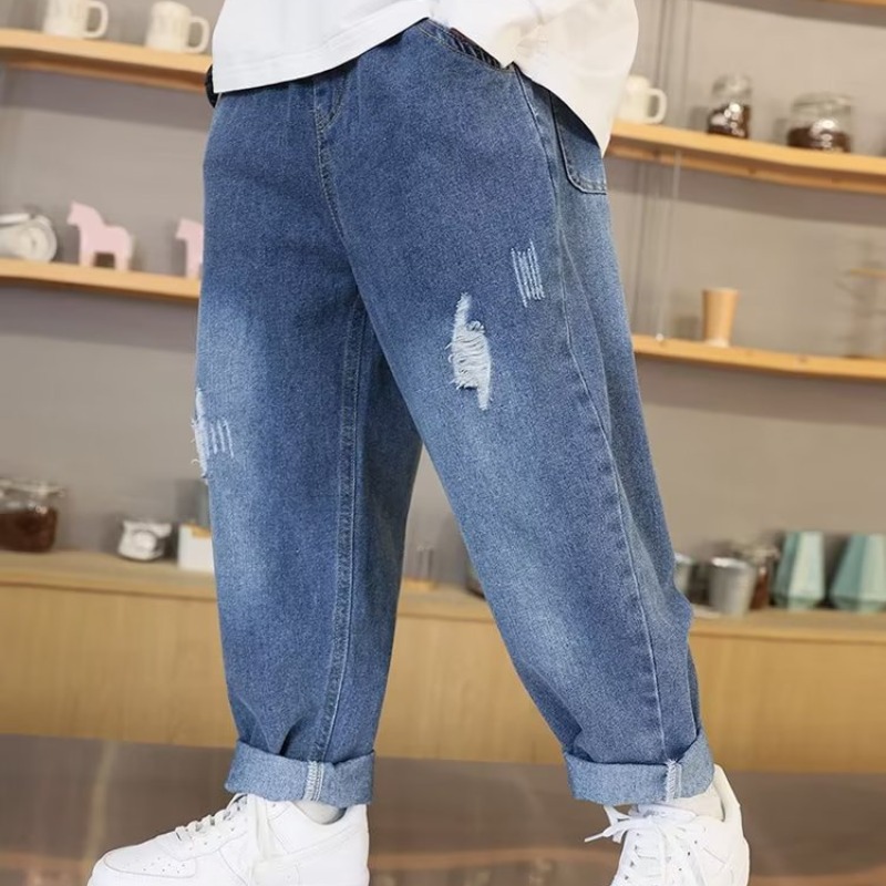 Picture of Boys' Pants Spring and Autumn Jeans 2023 New Children's Wear Big Boys Children's Autumn Loose Trendy Trousers