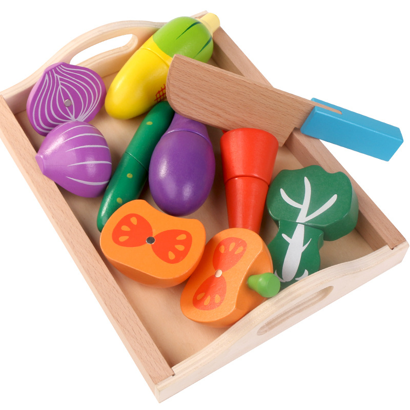 Picture of Children boy play house toy kitchen vegetable cutting girl baby fruit cutting cake cutting simulation cooking