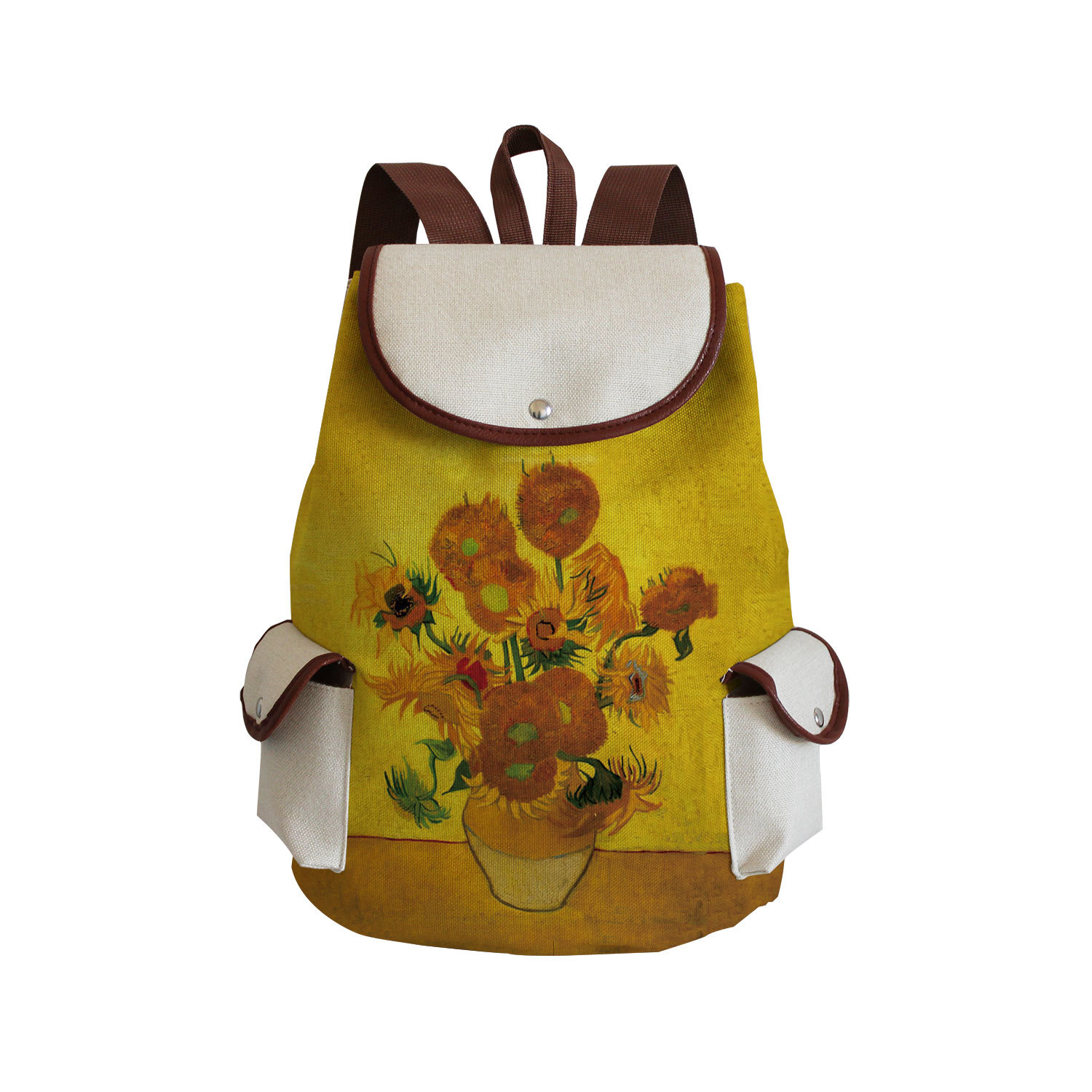 Fashion Portable Travel Backpack Large Capacity Student Schoolbag Cross-border Creative Van Gogh Oil Painting Printed Backpack