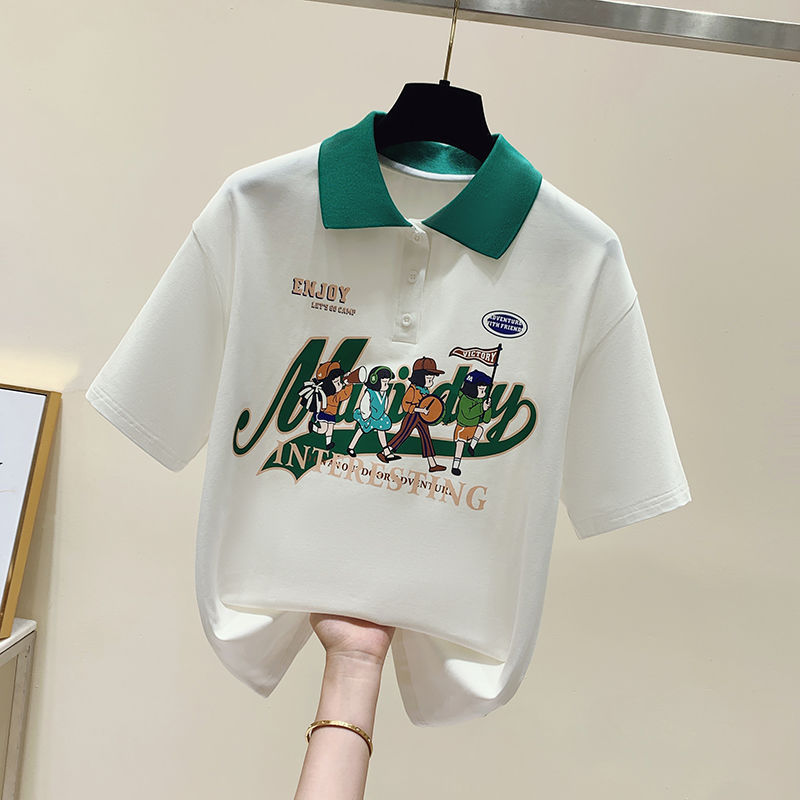 Picture of Girls' Short-sleeved T-shirt 2024 New Summer Fashionable Children's Polo Shirt T-shirt Little Girl's Casual Top