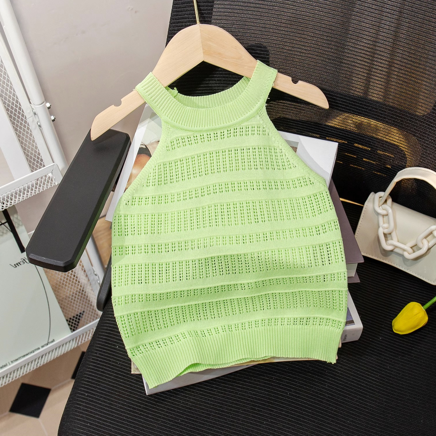 Picture of 2025 New Girls Summer Suspenders Baby Style Tops Children's Summer Cute Easiest for Match Round Neck Thin Vest