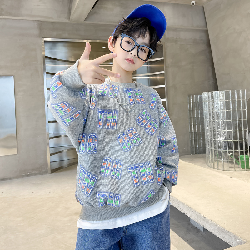 Children's Wear Boy's Sweatshirt Autumn Wear 2025 New Children's Long Sleeve T-Shirt Big Children's Fashionable Handsome Spring and Autumn Trendy T