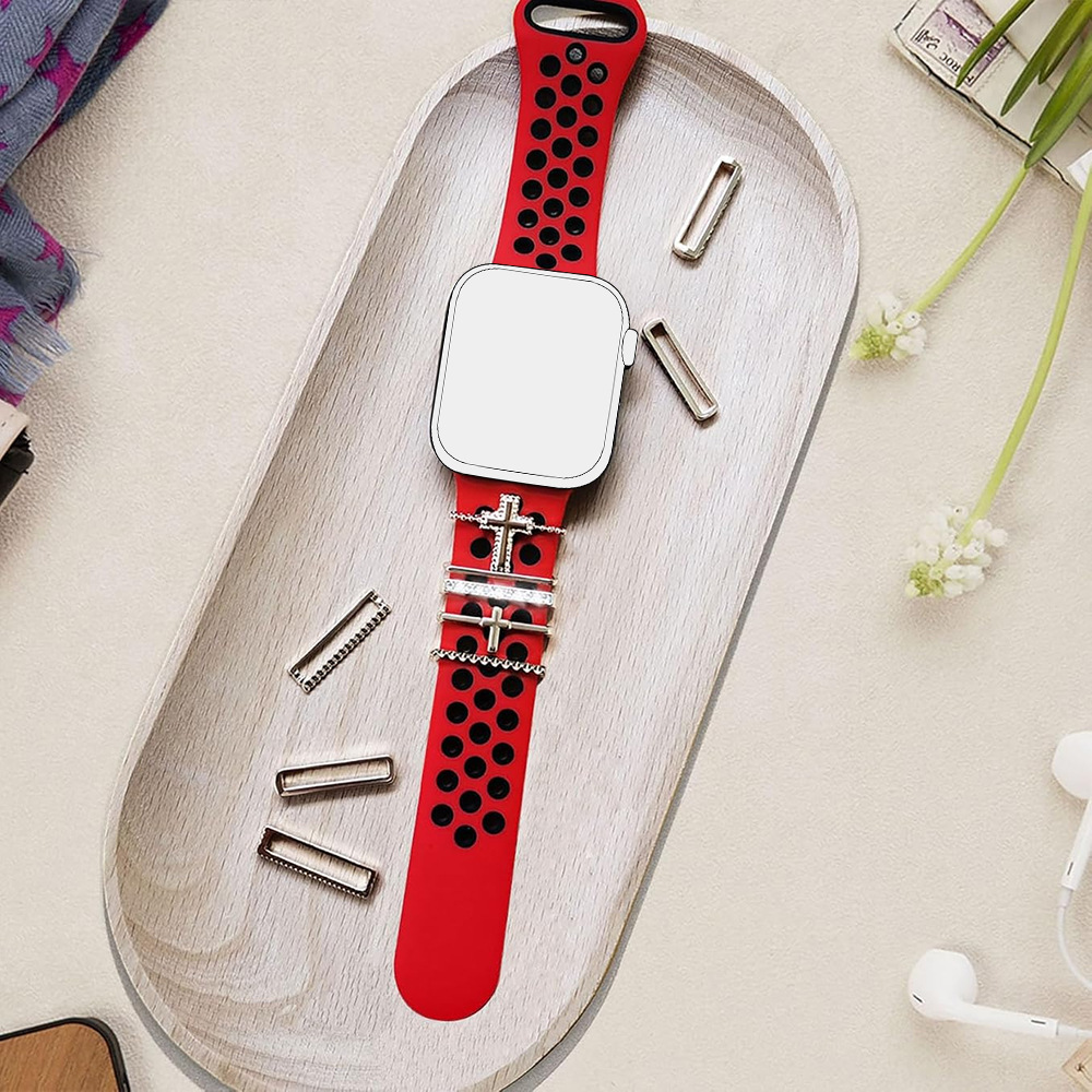 Picture of Apple Watch Watch Universal Silicone Strap Cross Decorative Ring for Apple Watch
