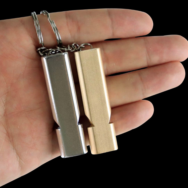 Picture of Training pigeon whistle cross-border flat aluminum alloy dual-frequency survival whistle double tube outdoor survival life-saving whistle EDC equipment
