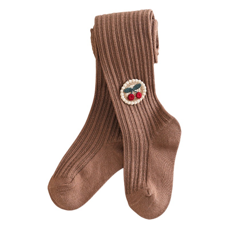 Baby pantyhose children's leggings 2023 spring and summer a cherry combed cotton baby bottoming socks spot wholesale