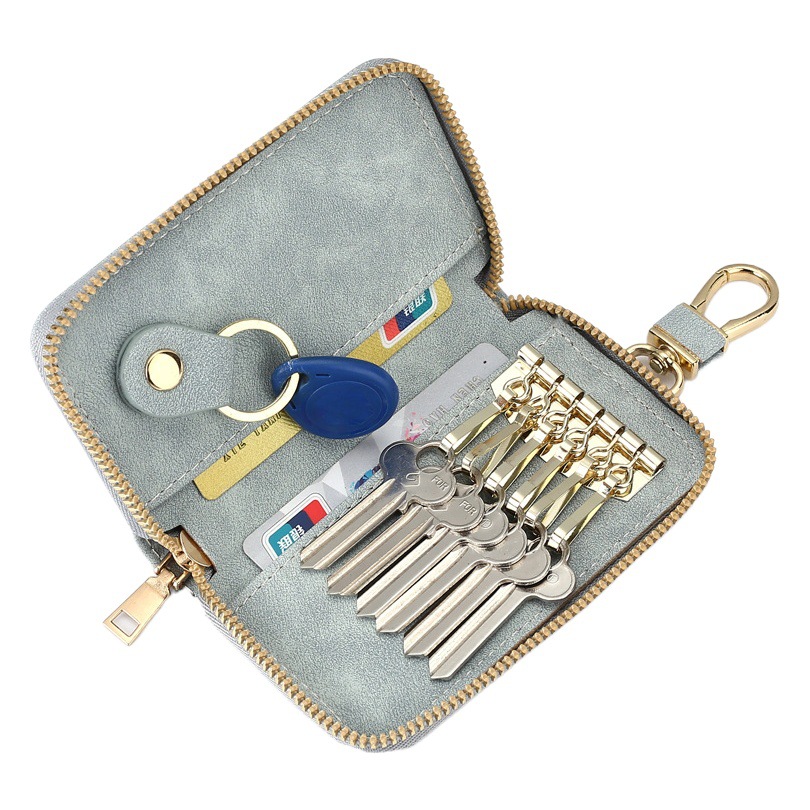 Vintage Simple Zipper Key Bag Men's Waist Hanging Multifunctional Household Small Bag Large Capacity Car Women's Key Bag