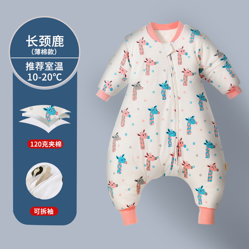 Picture of Spring and Autumn Thin Children's Sleeping Bag Constant Temperature Infant and Toddler Class a Split Leg Sleeping Bag Cartoon Pure Cotton Baby Sleeping Bag with Detachable Sleeves