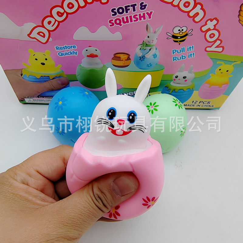 Picture of Cross-border new Easter squeeze egg rabbit pinch music decompression puzzle decompression cup trick children's vent toys