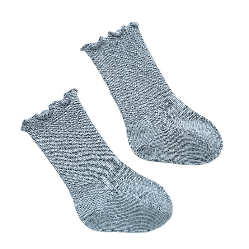Picture of Baby socks spring and autumn children's mid-calf socks solid color boneless baby socks wide mouth wooden ear boys and girls newborn newborn
