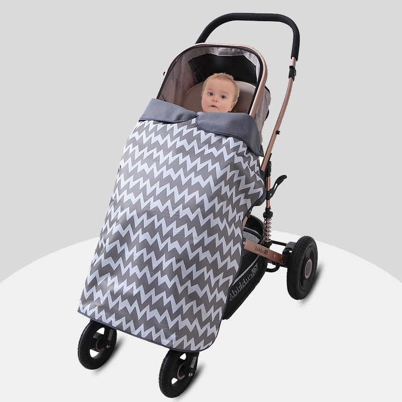 Picture of Autumn and Winter Baby Stroller Windshield Cover Blanket Strap Waist Stool Weatherproof Baby Blanket Thickened Warm Fleece