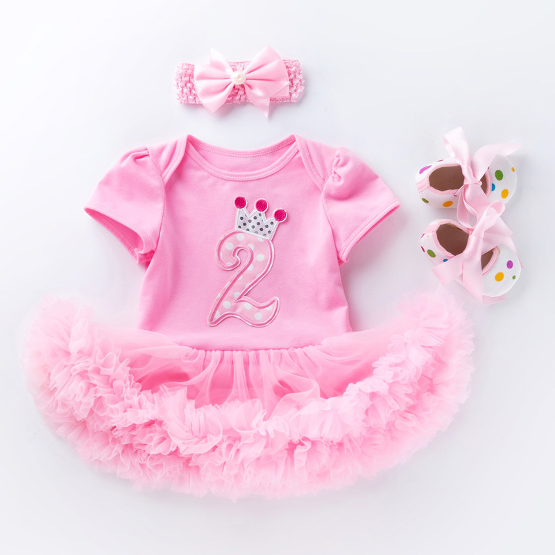 Picture of Summer new baby pink cake ha dress toddler shoes three-piece set 0-2 years old baby girl children's clothing children's skirt wholesale
