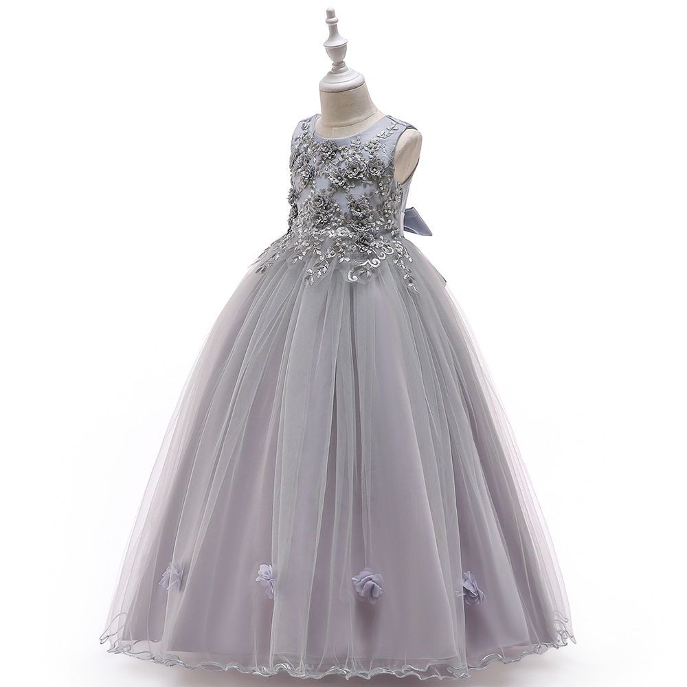 Picture of Cross-border New Children's Long Dress Flower Beaded Long Dress Girls' Catwalk Performance Puffy Princess Dress