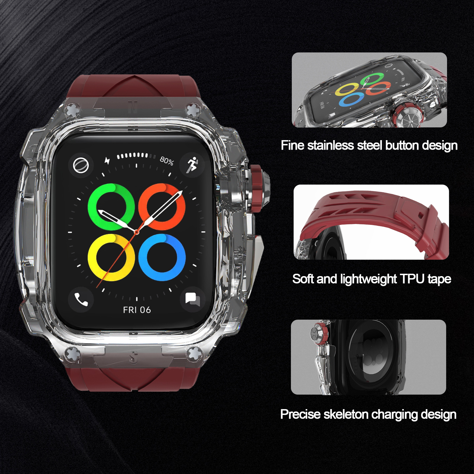 Picture of For Apple Watch Strap Super Running Color Transparent Black appleiwatch9876 One Strap 44/45mm
