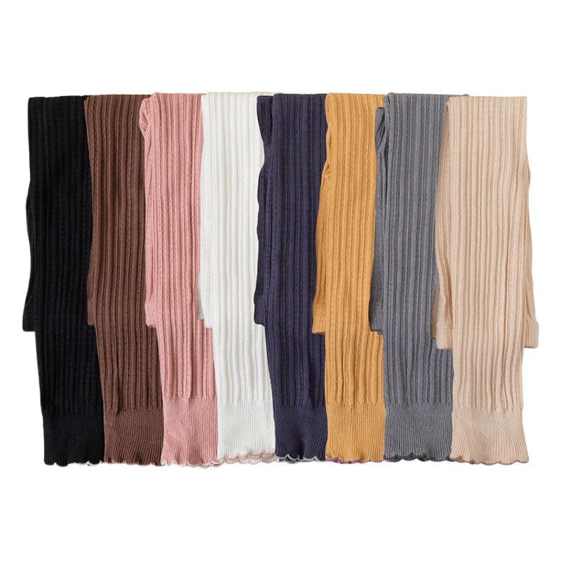 2025 Spring and Autumn Class a Combed Cotton Baby Girl's Nine-Point Pants Baby Pure Color Lace Pants with Skirt Kidsren's Leggings