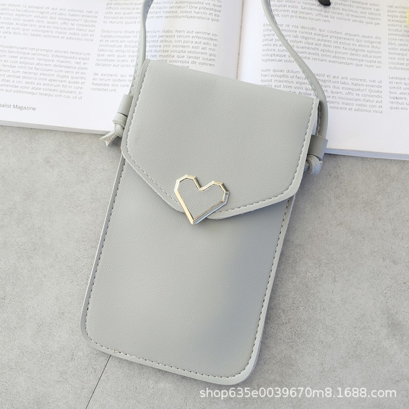 Picture of New Style Simple Mini Crossbody Women's Bag Love Waterproof Buckle Coin Purse Transparent PVC Touch Screen Mobile Phone Bag