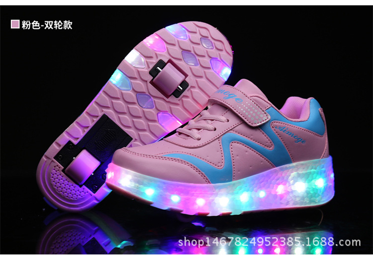 Picture of Children adult skates luminous shoes LED charging Boys single row invisible button girls luminous manufacturers
