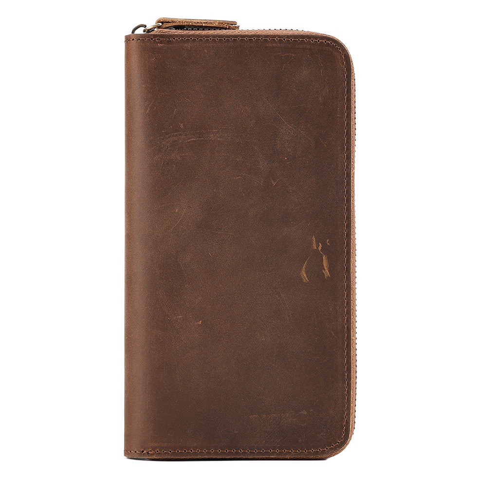 Cross-Border Retro Crazy Horse Leather Wallet Men's Rfid Business Long High-End Clutch Bag Genuine Leather Wallet Men's Wallet