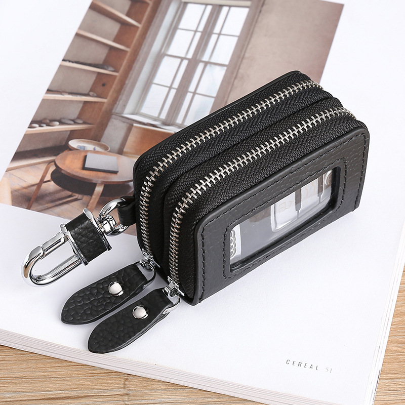 Picture of Genuine leather key bag men's double zipper car key set cross-border retro first layer cowhide key bag wholesale