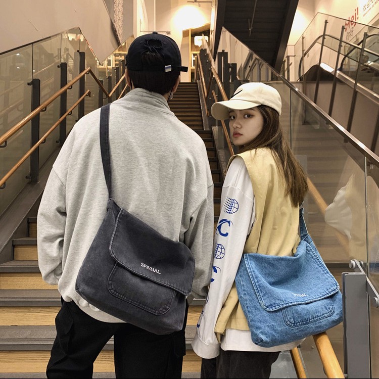 Picture of 2025 New Crossbody Denim Bag Men's and Women's Canvas Satchel Artistic Student Schoolbag Messenger Bag Simple Tweet Bag