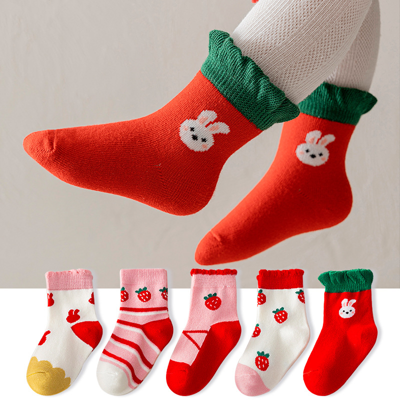 Picture of Winter polyester cotton boys' baby socks spring and autumn children's socks autumn and winter New cartoon Korean style girls' mid-calf children's socks