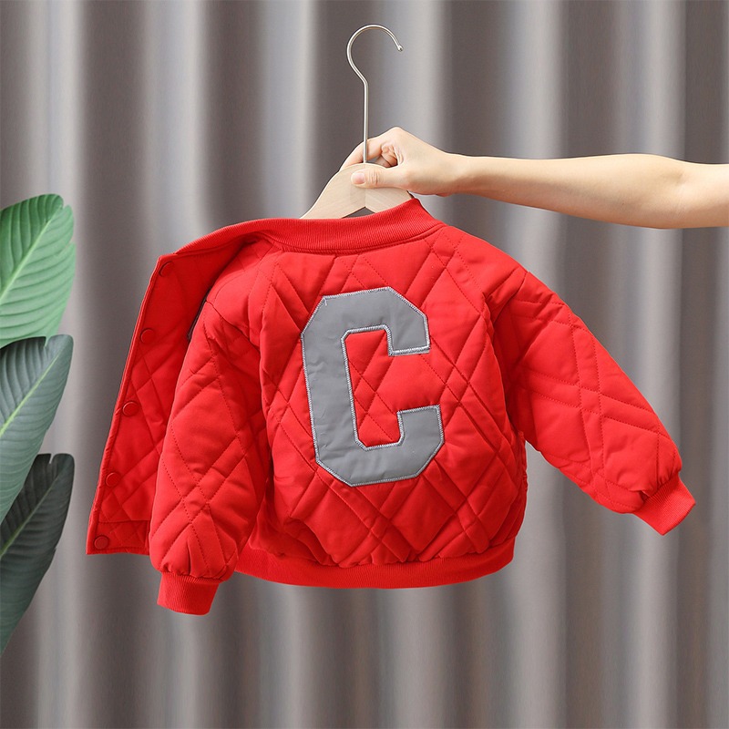 Boys' Quilted Baseball Jacket Winter Cotton Coat 2025 New Children's Autumn and Winter Stylish Boys' Lightweight Cotton Jacket