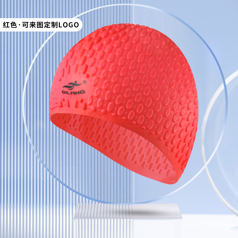 Picture of Vernon adult swimming cap silicone waterproof men's and women's water drop cap custom logo high elastic long hair ear protection large swimming cap