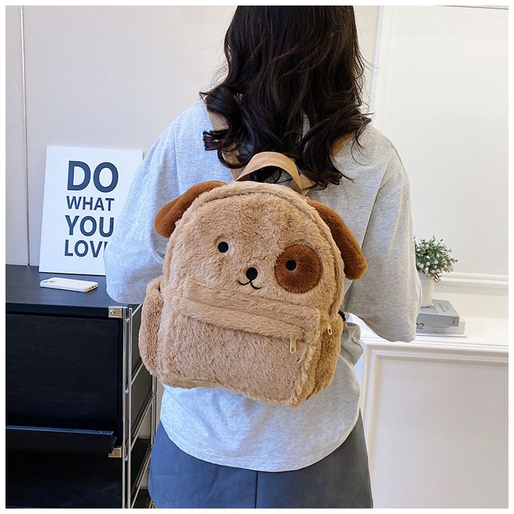 Picture of 2024 New Stuffed Puppy Backpack Cute Soft Girl Plush Bag Furry Bag School Bag Cartoon Student Small Backpack