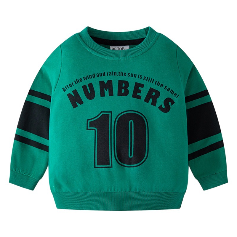 2025 K-Style of Kidsren's Cartoon New Autumn and Winter Baby Sweatshirt Letters Boys Pure Cotton Pullover Dropshipping