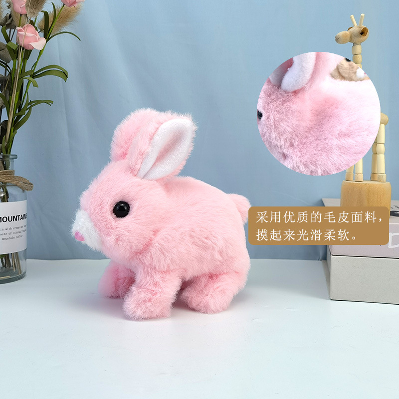 Picture of Plush Electric White Rabbit Simulation Pet Can Walk, Call, Move Mouth, Shake Ears Angora Rabbit Pet Toy