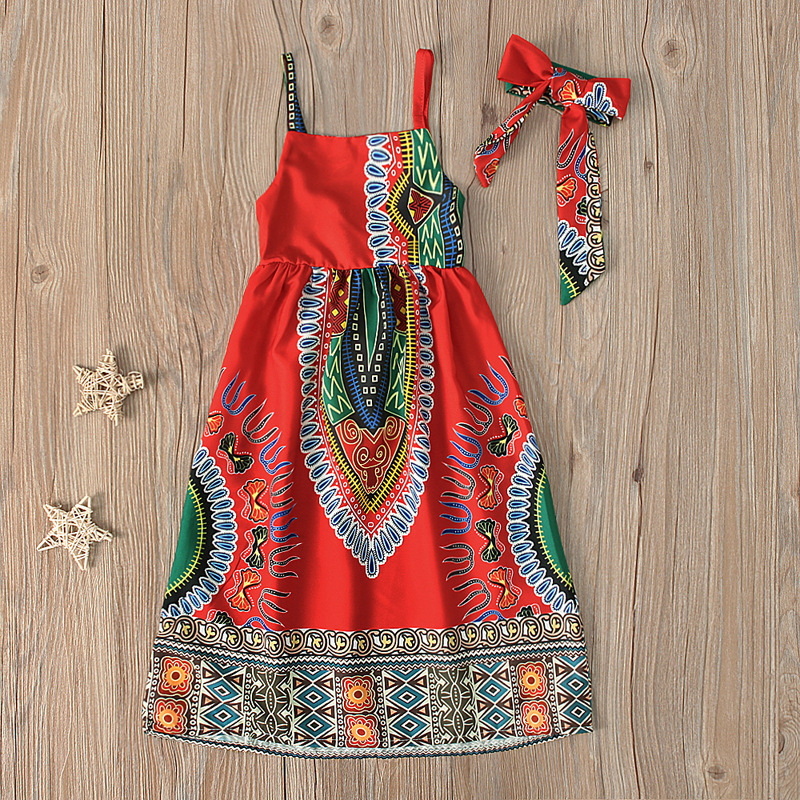 Picture of Children's European and American Girls' African Bohemian Style Sleeveless Suspender Dress Long Skirt Two-piece Kidsren's Clothing ins