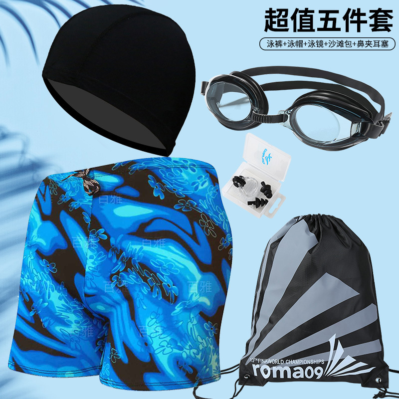 Picture of Explosions swimming trunks adult men's plus size anti-embarrassment boxer men's printing beach hot spring swimming trunks factory wholesale