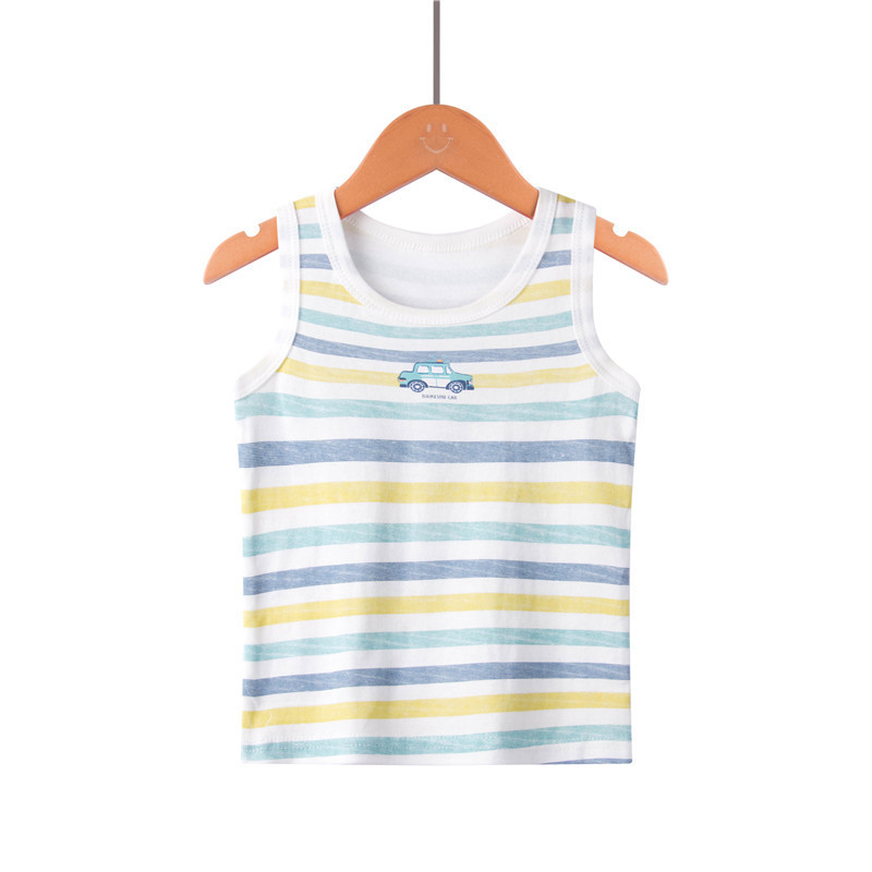 Picture of Children's Pure Cotton Vest Printed Ribbed Boys and Girls Summer Thin Sports Sling Outer Wear Bottoming Intimates for Small and Medium-Sized Kidsren