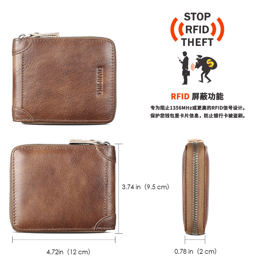 Picture of Cross-Border Delivery C Brand Boxed Men's Wallet First-Layer Cowhide Coin Bag Zipper Wallet Horizontal Multi-Functional Wallet