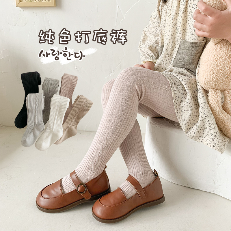 Children's Pantyhose Baby Spring and Autumn Baby Leggings Solid Color Twist Striped Body Stockings Girls Leggings Wholesale