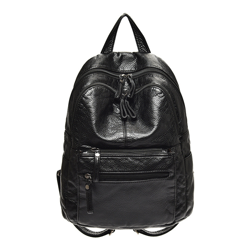 Picture of Cross-border Women's Backpack New European and American Retro Washed Soft Leather Middle-aged Fashion Backpack Large Capacity Schoolbag