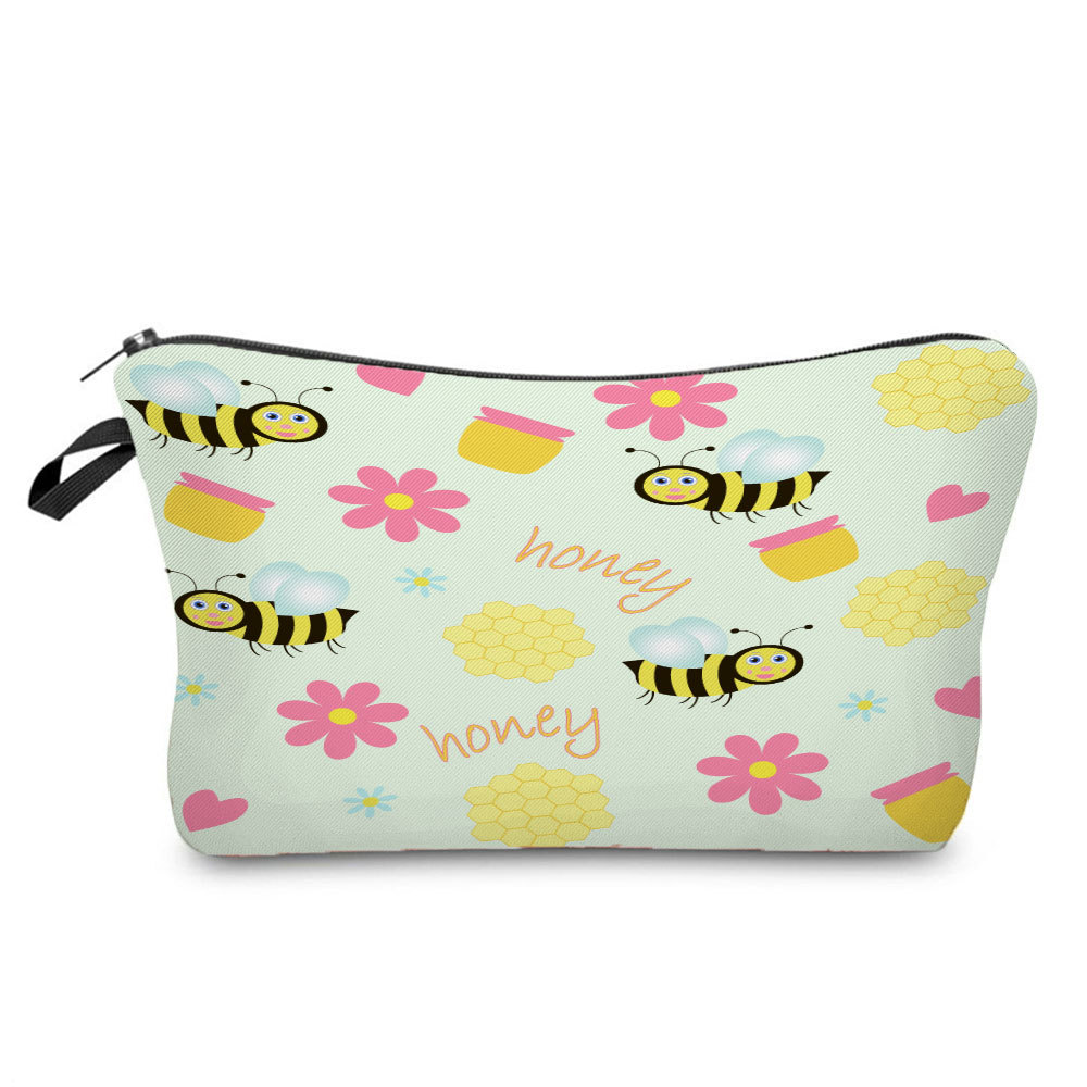 Picture of New arrival cute industrious Bee Printing cosmetic bag dumpling bag lipstick dumpling-shaped bag