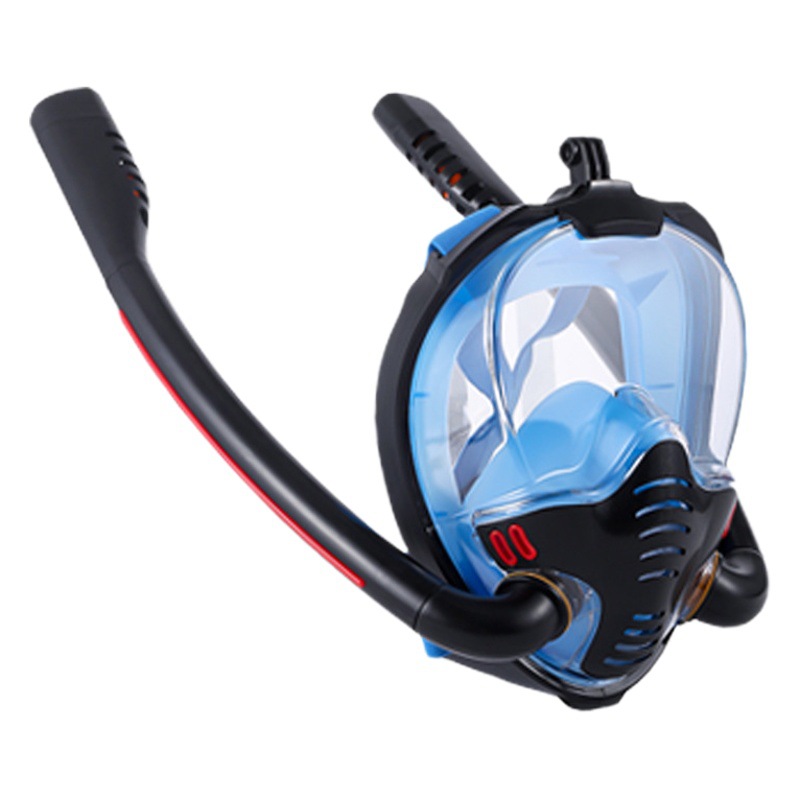 Cross-border New Diving Mask Double Tube Silicone Full Face Backstroke Diving Mask Anti-fog Snorkeling Equipment Factory