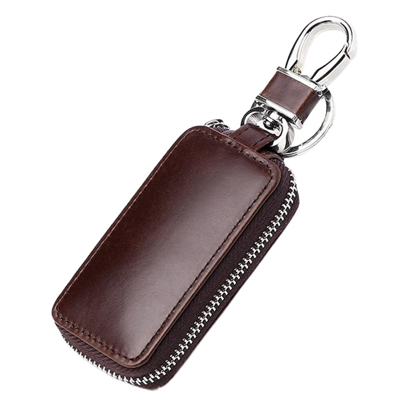 New First Layer Cowhide Key Bag Car Zipper Key Bag Fashion Retro Unisex Business Key Case