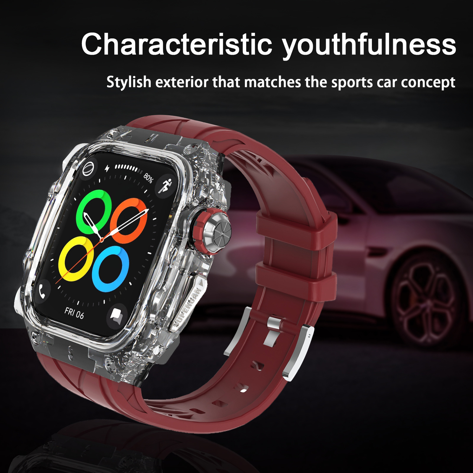 Picture of For Apple Watch Strap Super Running Color Transparent Black appleiwatch9876 One Strap 44/45mm